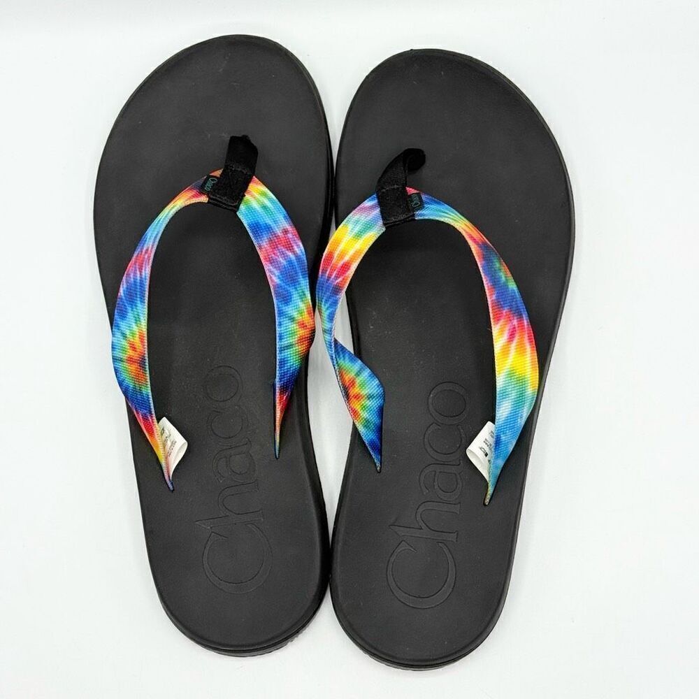 Chaco Chillos Flip Flops in Rainbow Tie Dye - Men’s US 12